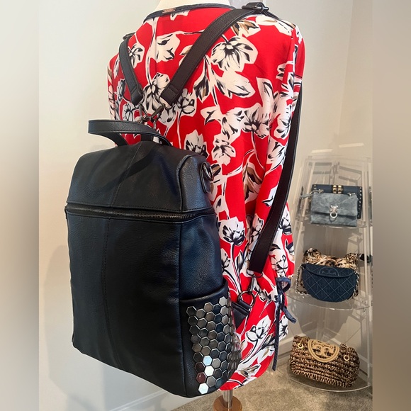 Black Vegan Leather MMS Convertible Bag - Picture 1 of 6